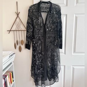 Zara embroidered maxi shirt - dress